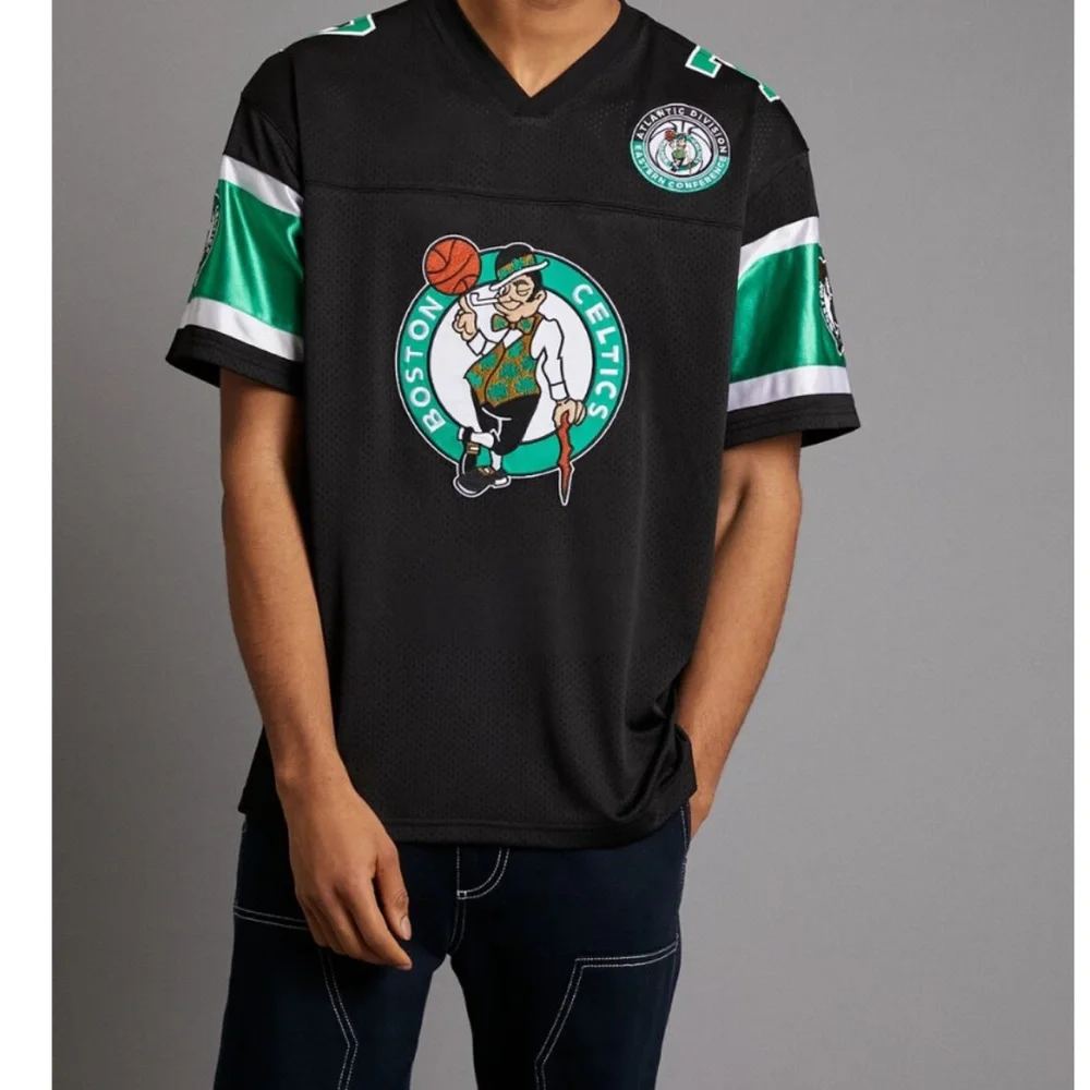 NBA SZ Large Boston Celtics Black Green White Mesh Jersey Short Sleeve NWT - Picture 1 of 14